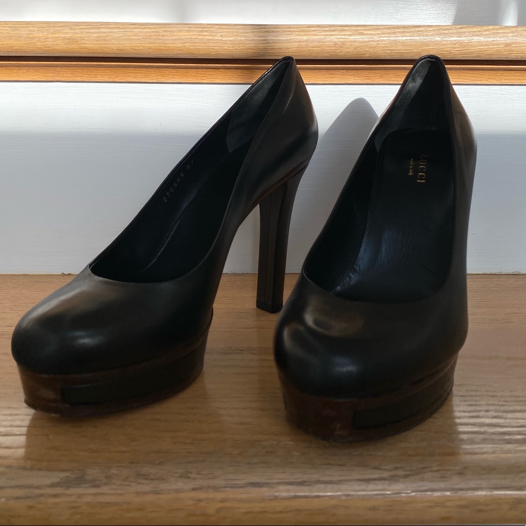 Gucci Napa Charlotte Nero Heels Size 7